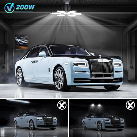 LUCORUSC 200W output delivers bright coverage for garages.