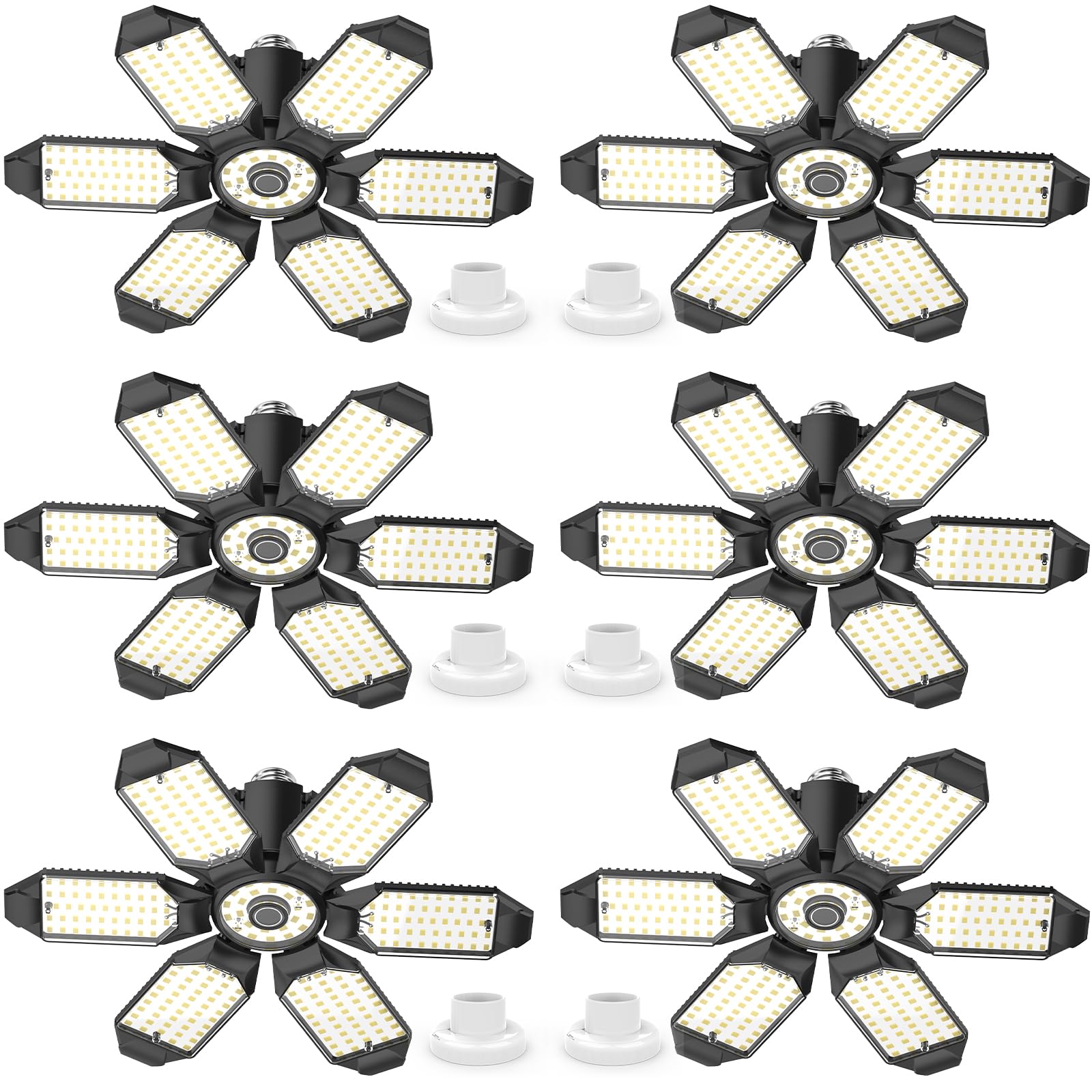 LUCORUSC LED garage lights six-pack ready for quick installation.