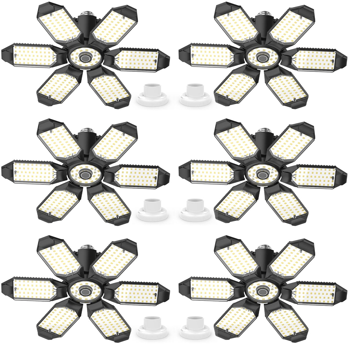 LUCORUSC LED garage lights six-pack ready for quick installation.