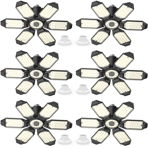 LUCORUSC LED garage lights six-pack ready for quick installation.