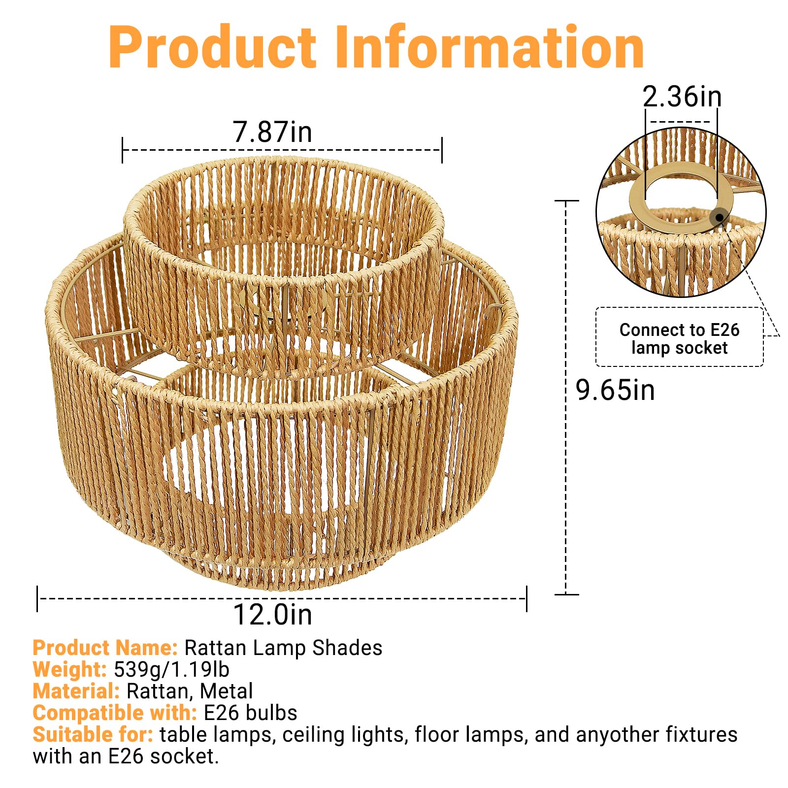 LUCORUSC plug-in pendant shade installed on cord for easy setup