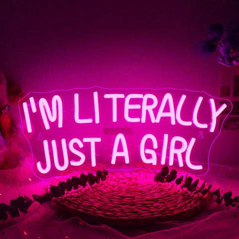 Lucunstar I'M Literally Just A Girl pink neon sign on wall decor in bedroom ambience