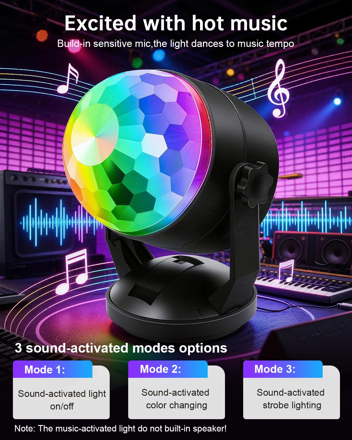 Luditek disco ball light ceiling mount option saves space.
