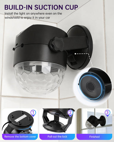 Luditek disco ball light remote control option for effortless lighting changes.