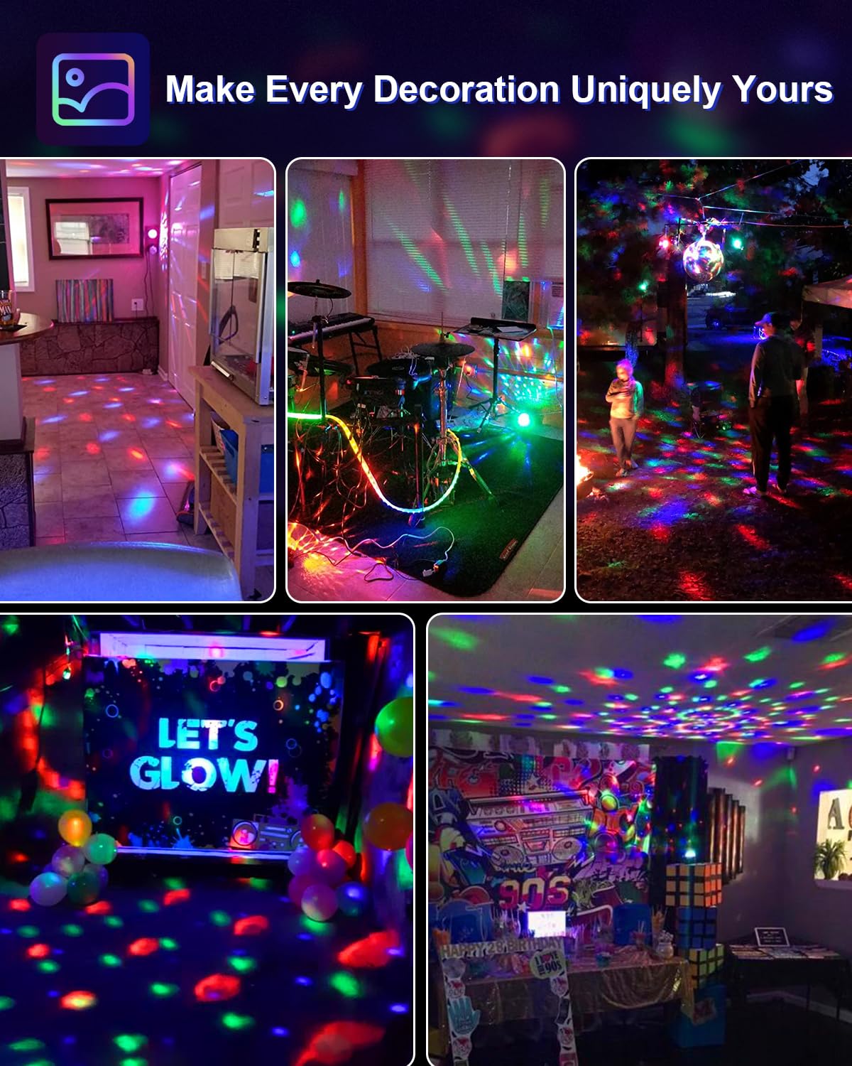 Luditek home party ambient lights brighten rooms for intimate celebrations or karaoke.