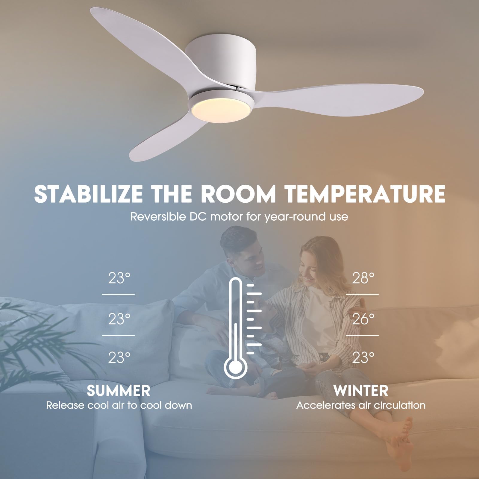 Quiet 35 dB motor from LUDOMIDE for peaceful rooms