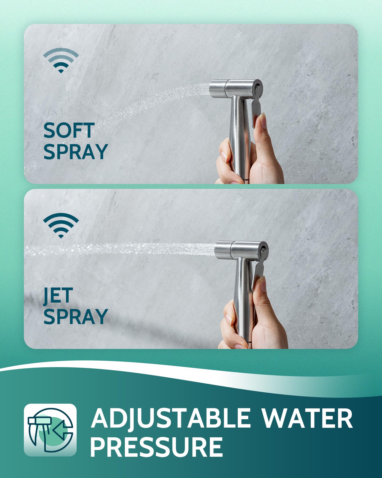 LUFEIDRA bidet mounted on wall or tank for flexible installation.