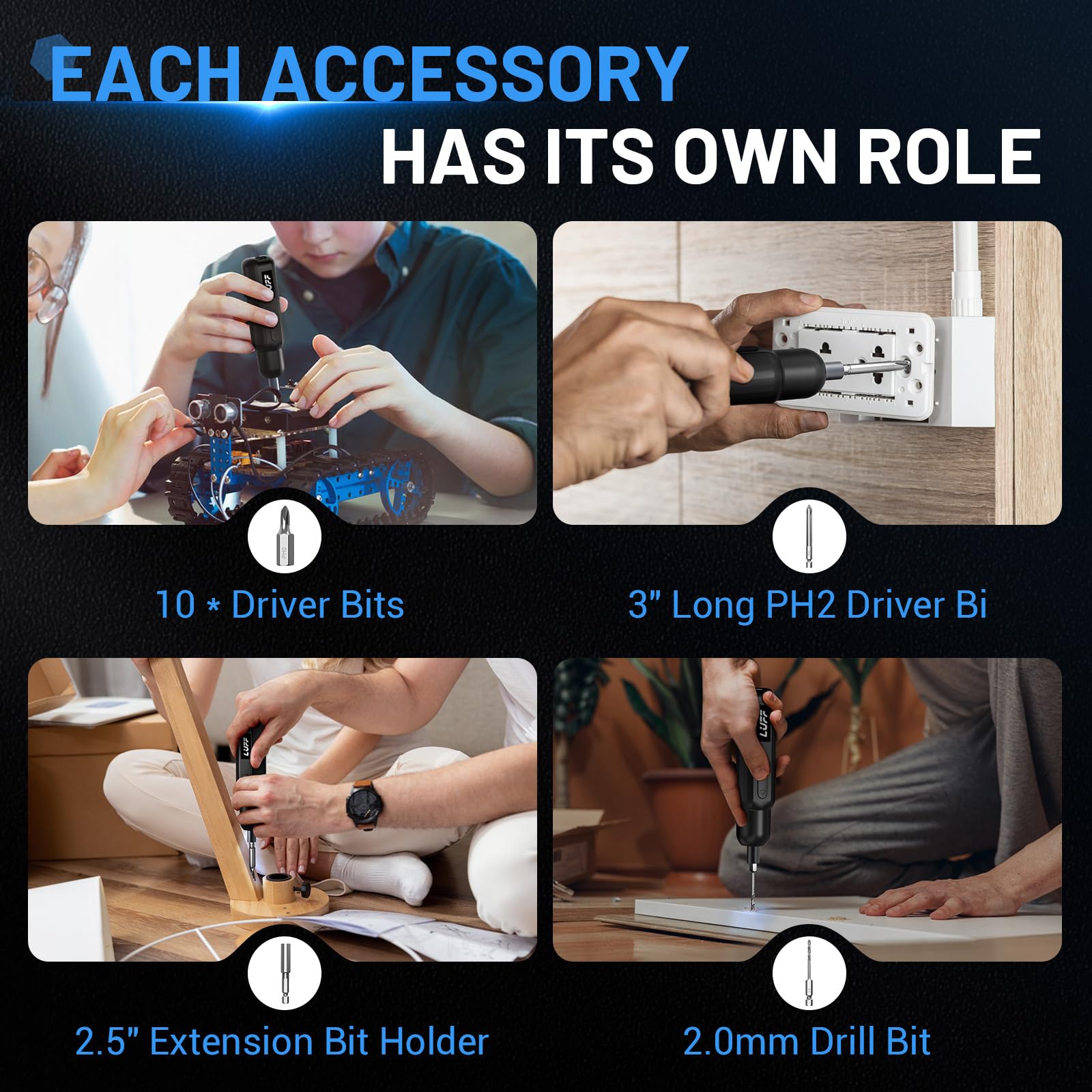 LUFF ergonomic grip reduces fatigue during extended repairs