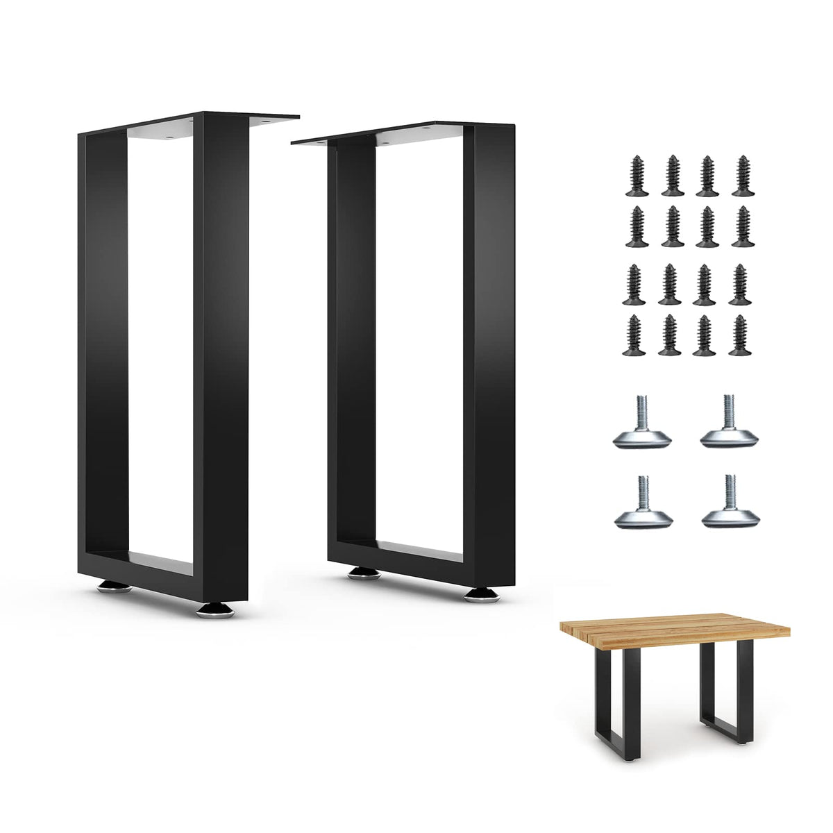 Luffioner 16in bench legs front view for stable support and comfortable height