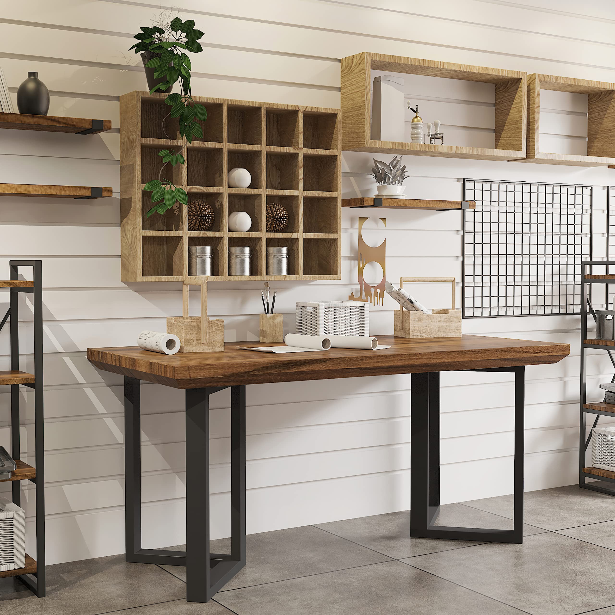 Right triangle three-leg design enhances stability on various tabletops.