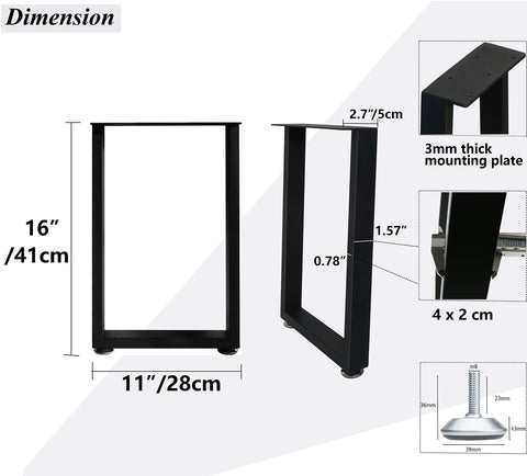 Luffioner square tube legs 4x2cm highlight sturdy construction