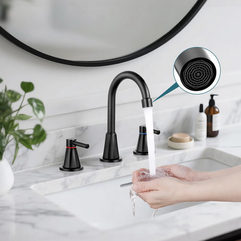 LUFG matte black 8-inch widespread faucet enhances vanity style