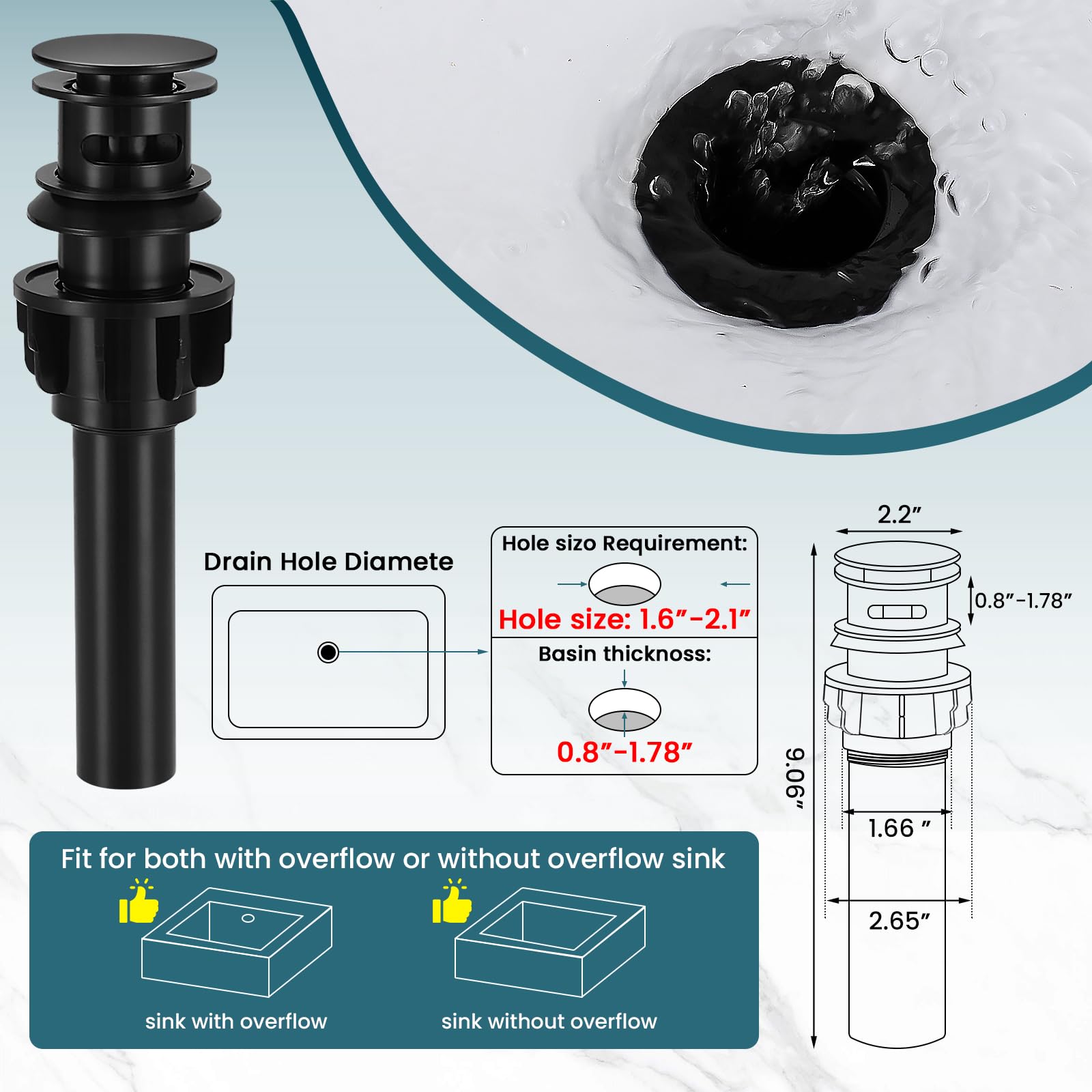 LUFG pop-up drain accessory included with faucet
