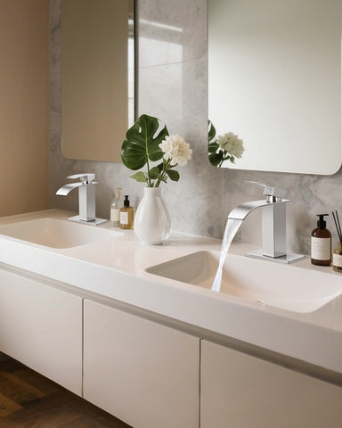 LUFG minimalist design blends with many bathroom styles