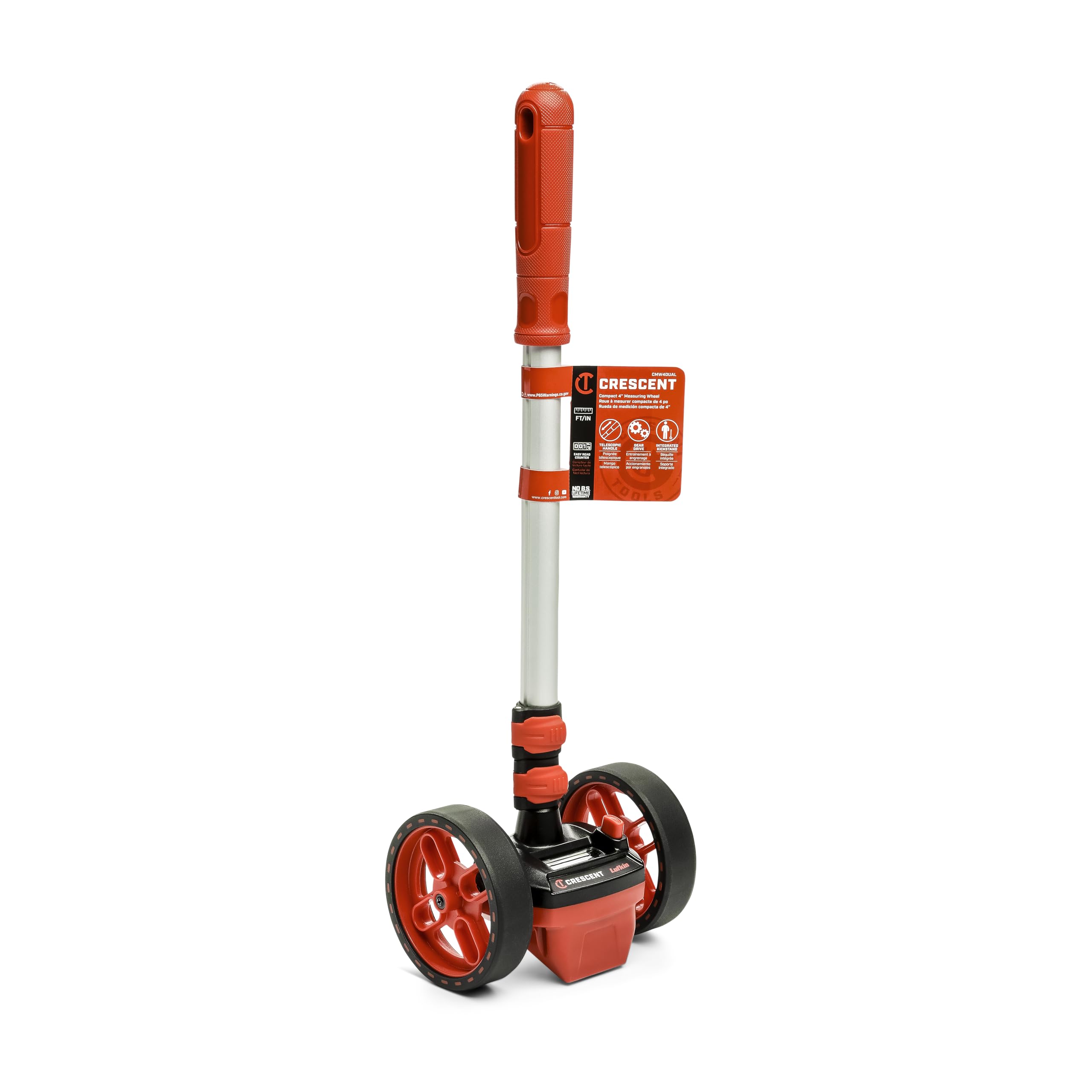 Lufkin CMW4DUAL measuring wheel front view with glare-resistant counter for quick reads