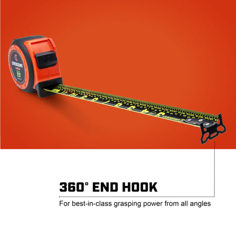 Lufkin Crescent nylon-coated blade resists wear on tough job sites.