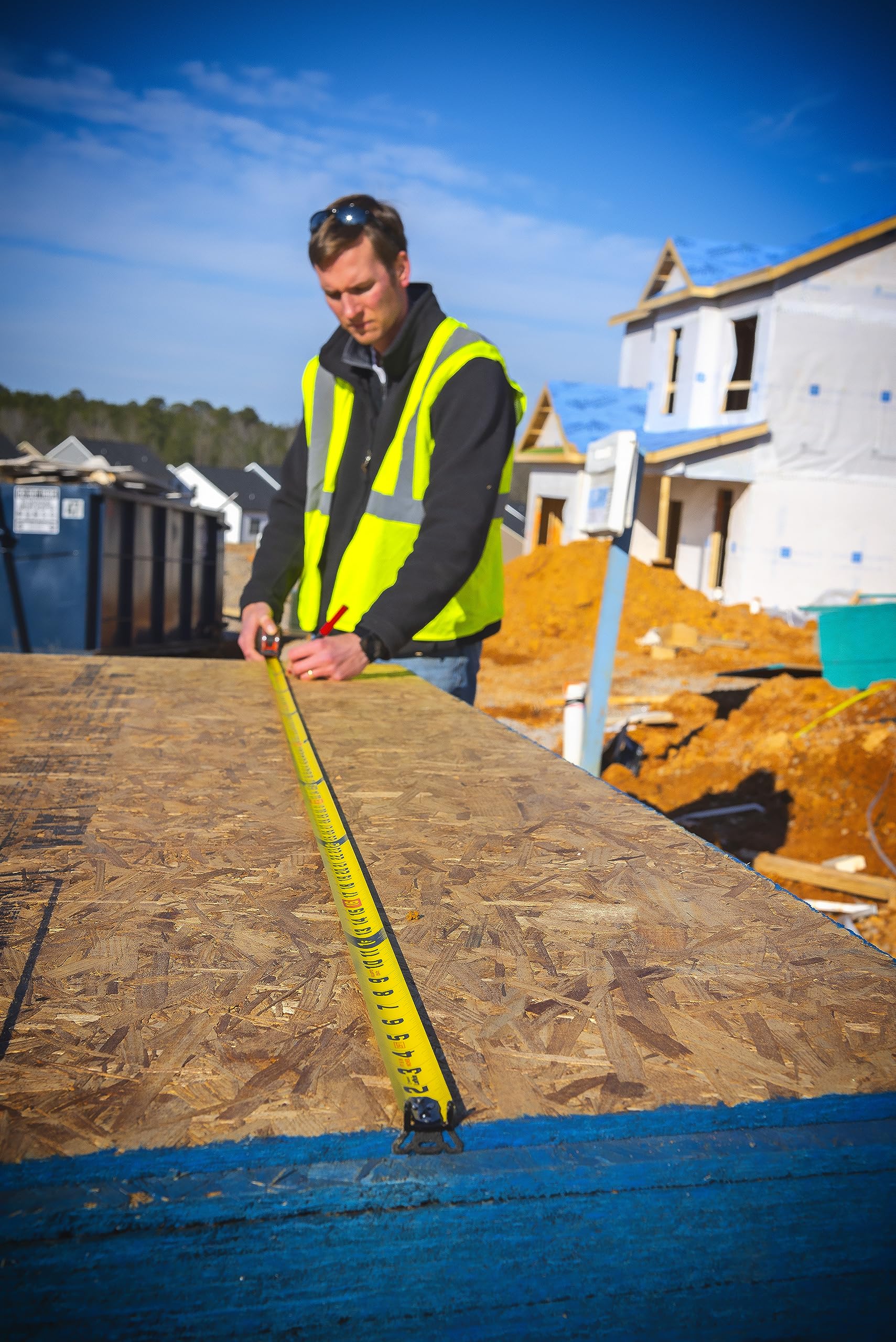 Lufkin Shockforce 35-foot tape in use on-site for versatile reach