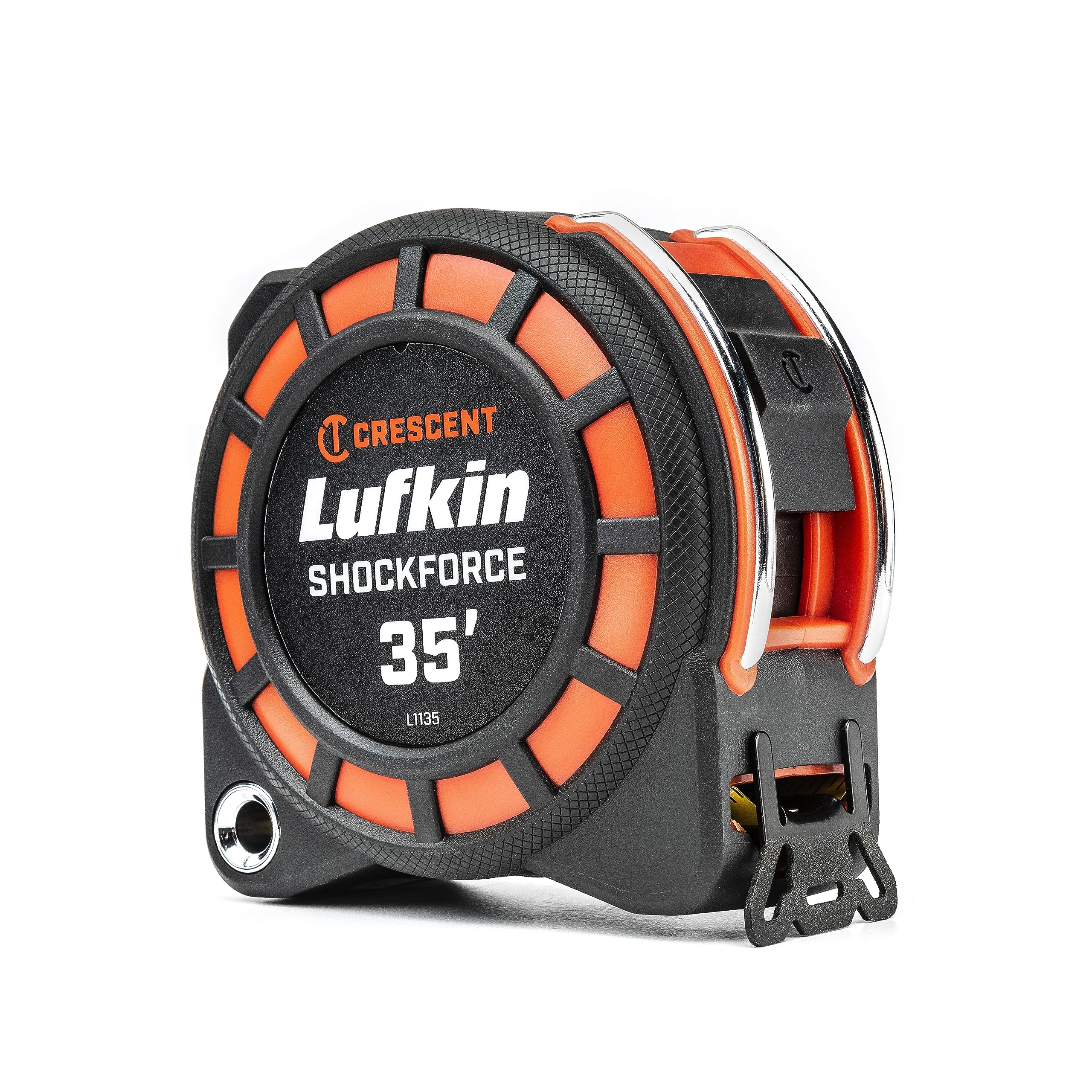 Lufkin Shockforce front view showing dual-sided blade for fast measurements