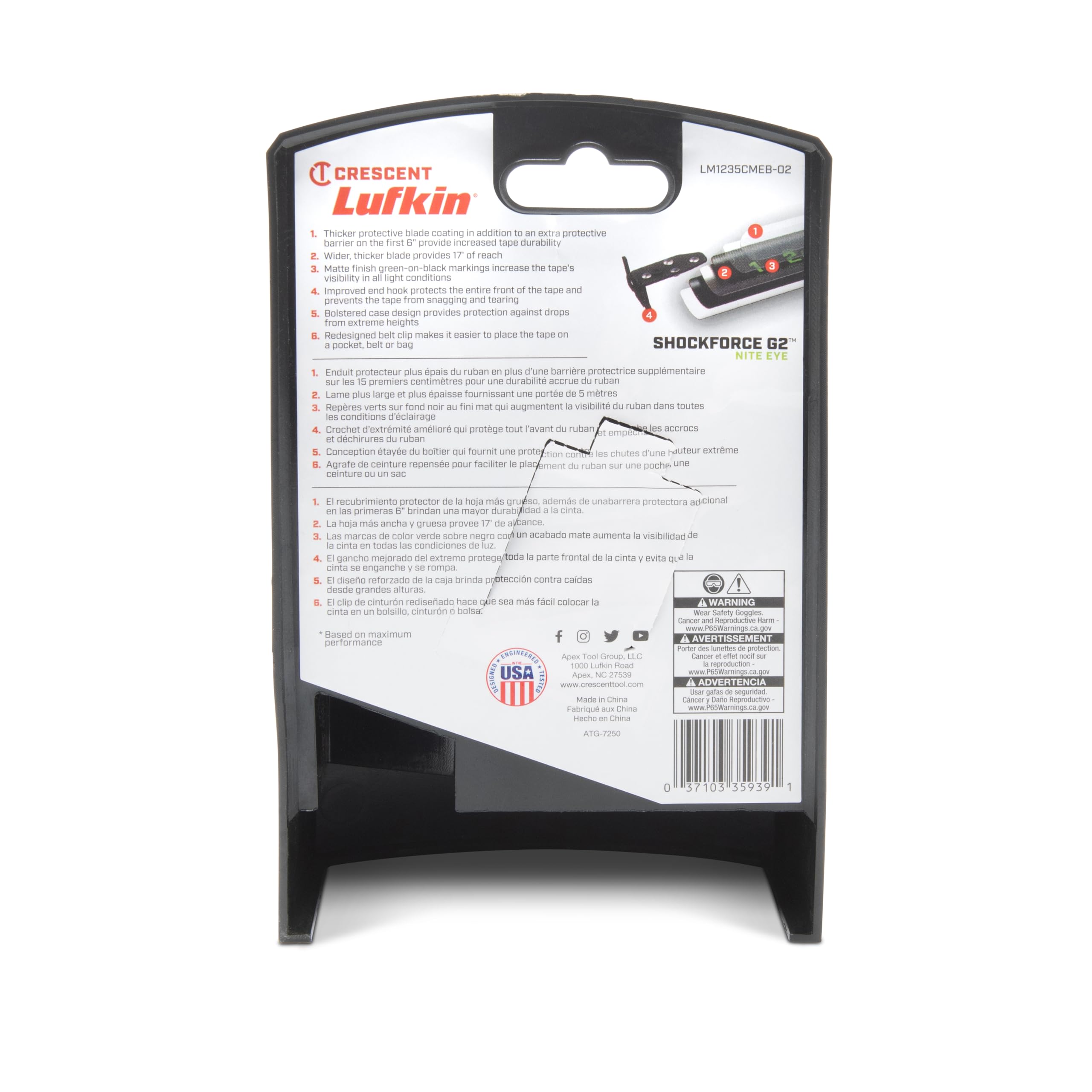 Lufkin Shockforce G2 33ft tape measure thicker blade and six-inch barrier for durability
