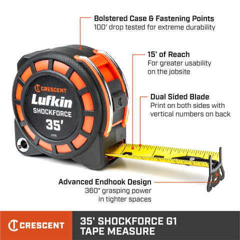 Lufkin Shockforce matte nylon-coated blade reduces glare and lasts longer