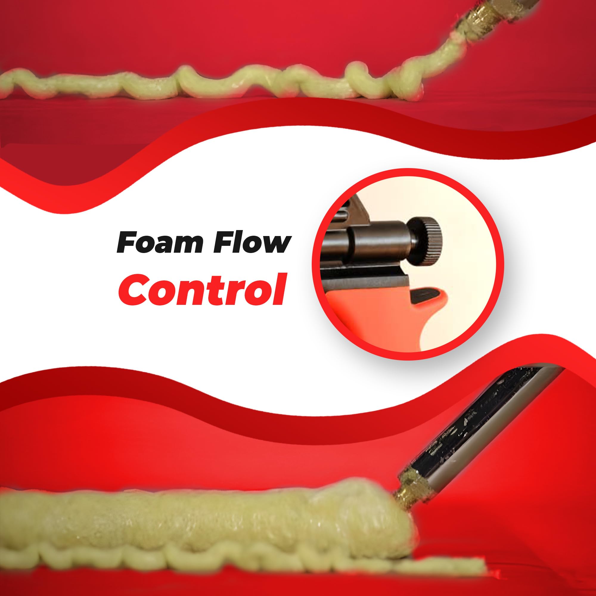 Luft Werkzeuge foam gun-lock valve keeps control during sealing.
