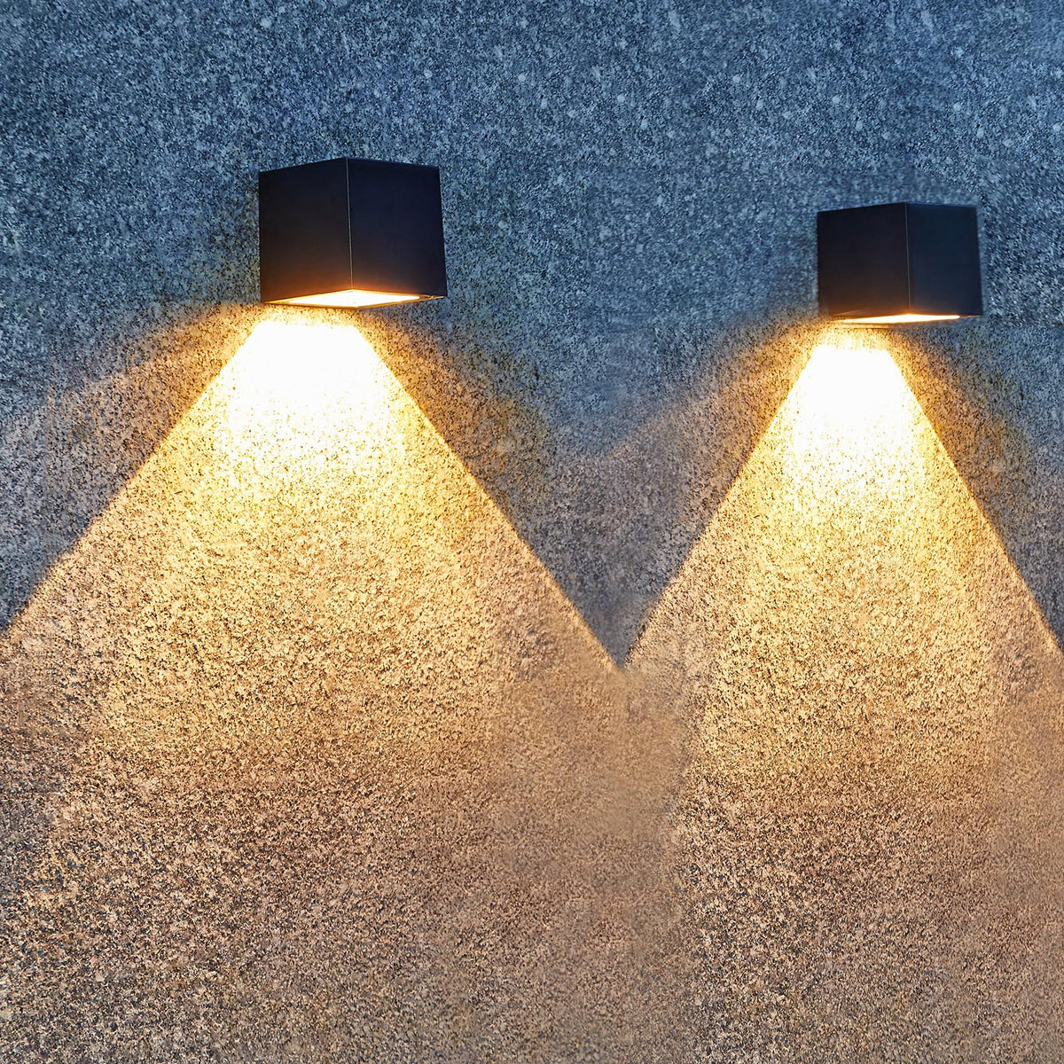LUHLEE solar wall light with cube design brightens pathways and walls for curb appeal and safety.