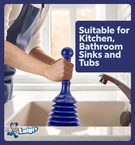 Luigi's Sink Plunger blue cleaning supports bleach safe maintenance