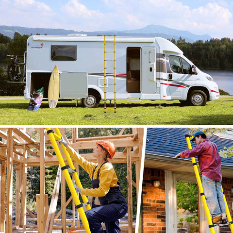 LUISLADDERS adjustable rung system enables precise height for comfortable work.