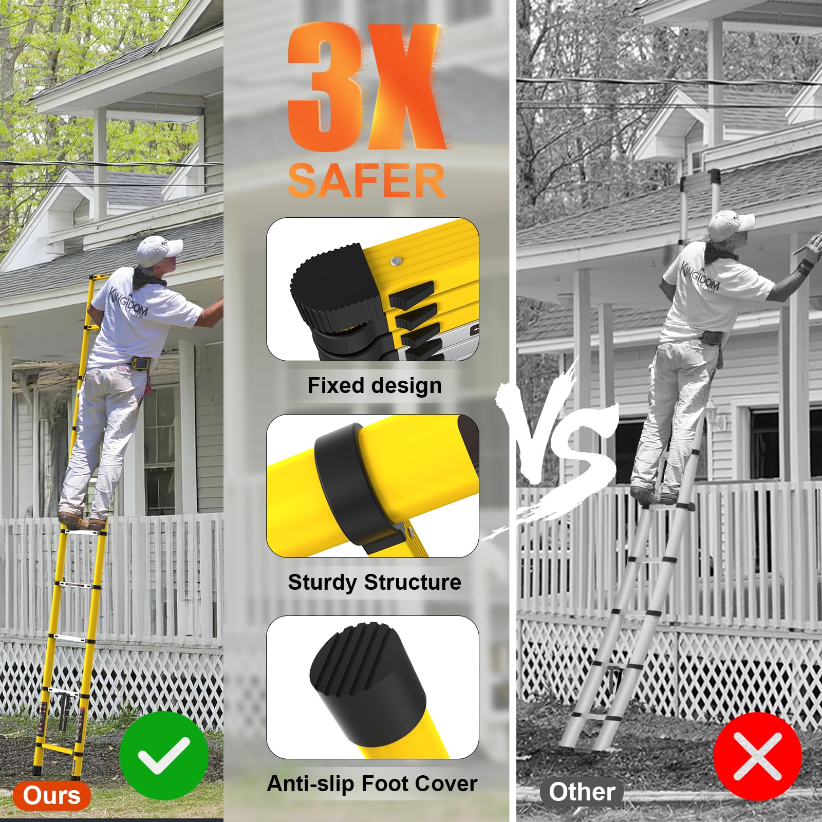 LUISLADDERS anti-slip feet provide stable footing on uneven surfaces.