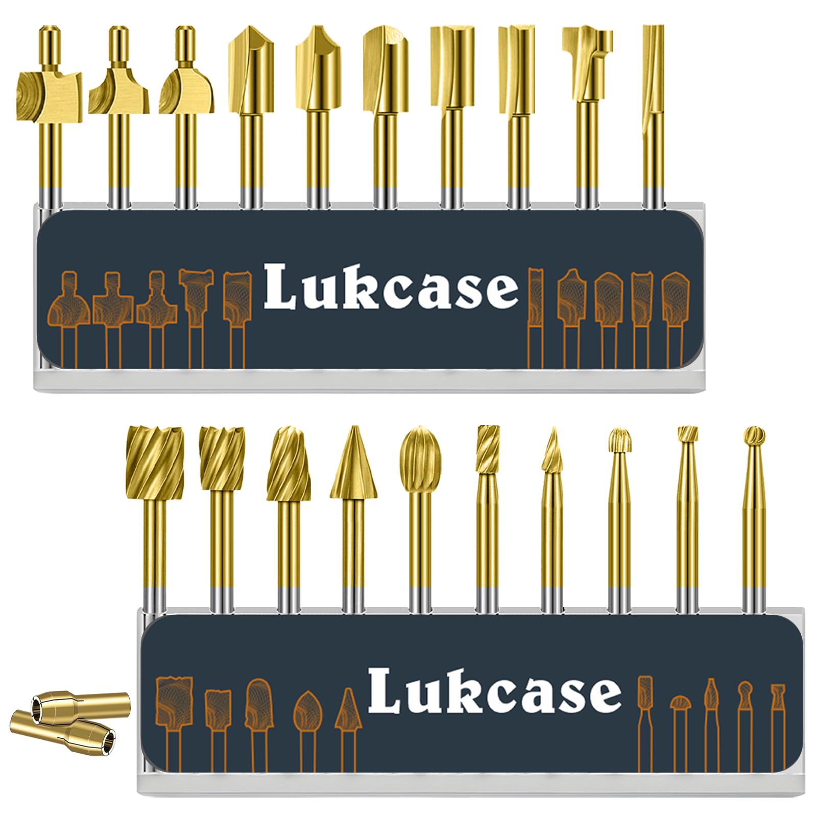 Lukcase wood carving bits titanium-coated for precise engraving on wood projects