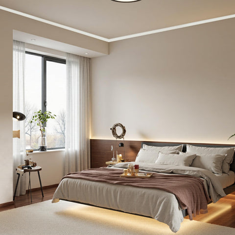 LUKLUKSEON off-white finish adds cohesive, refined room aesthetics