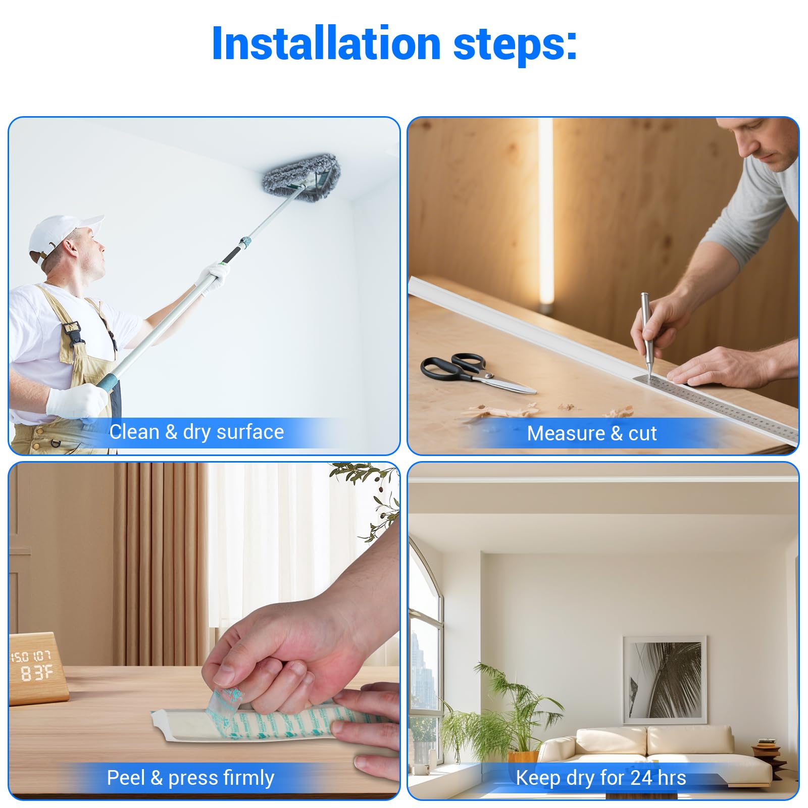 LUKLUKSEON packaging includes one roll for simple DIY crown molding