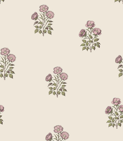 LUKUUI beige floral wallpaper roll with rose pattern for walls