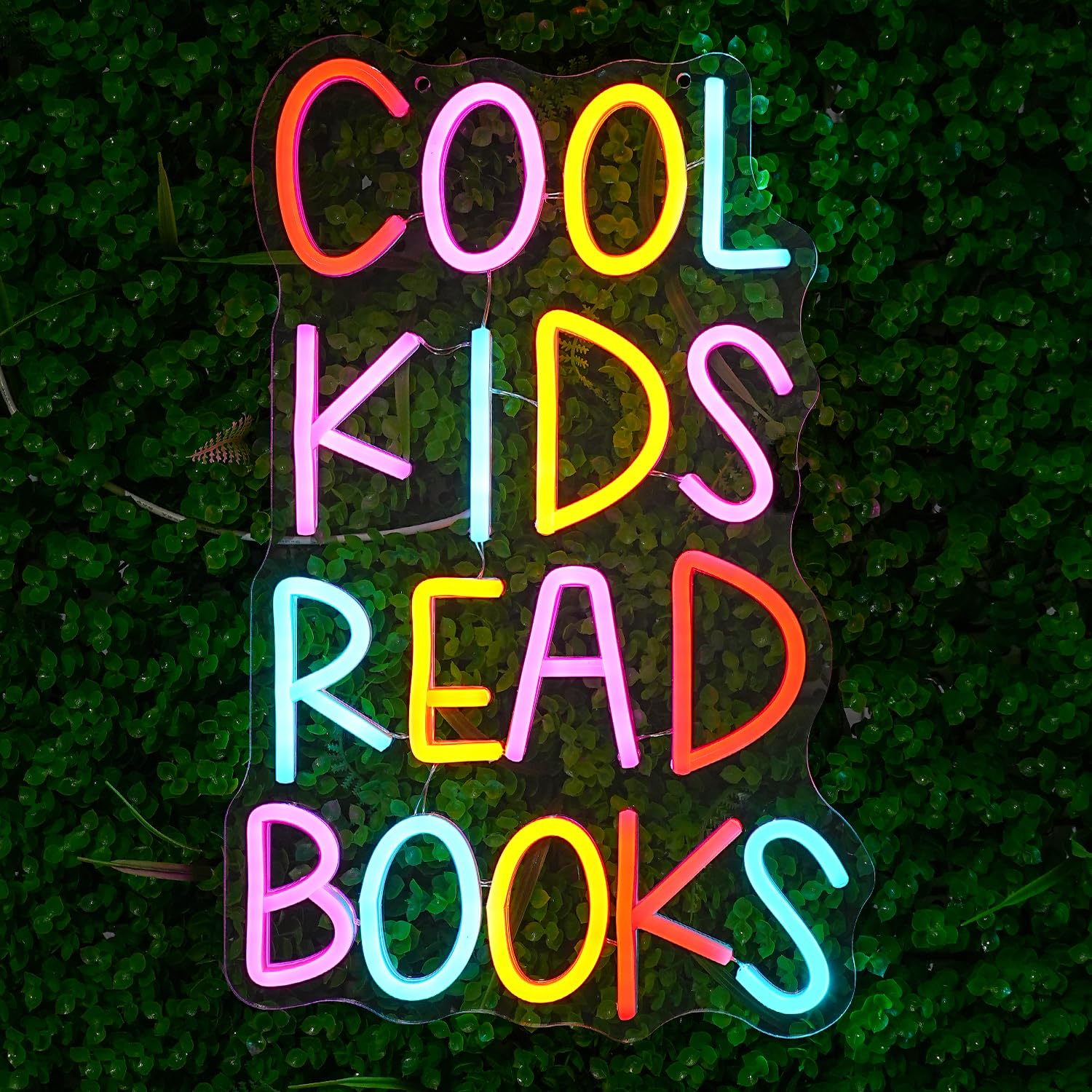 LULANMP LED letter neon wall decor highlights a playful library vibe