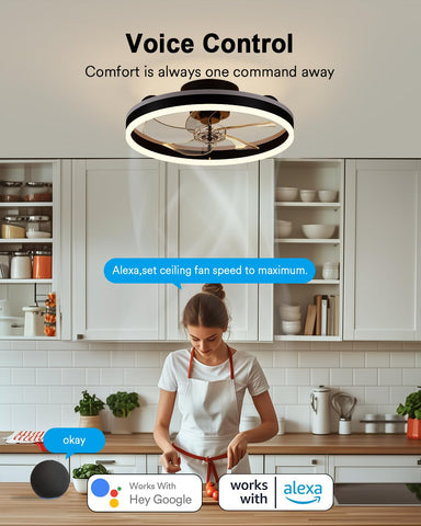 Lumary Alexa and Google Home integration enables hands-free control of fan and lights