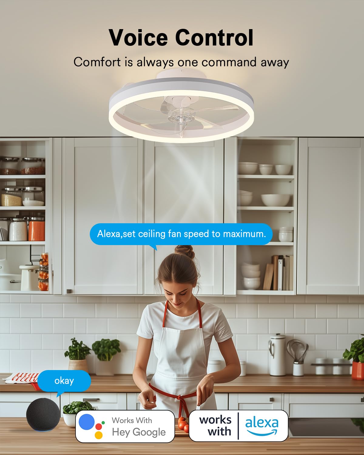 Lumary low-profile flush mount ceiling fan installed in ceiling