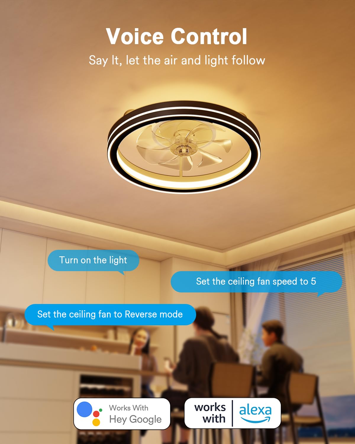 Lumary DC motor delivers powerful airflow with energy efficiency.