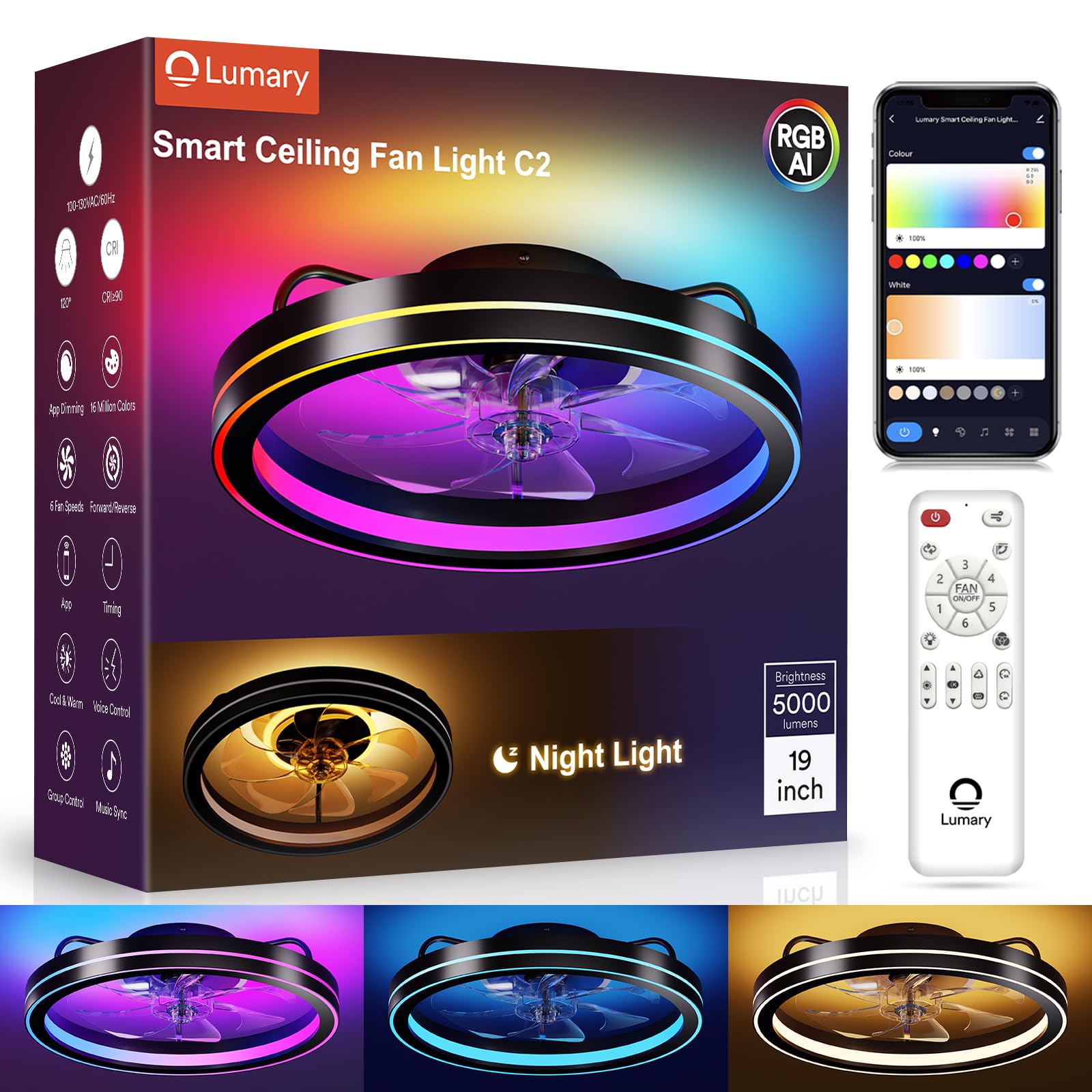 Lumary circular nightlight provides gentle glow for night-time navigation.