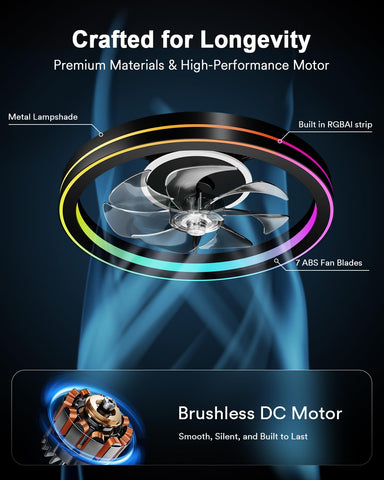 Lumary year-round comfort with reversible motor for seasonal air flow.