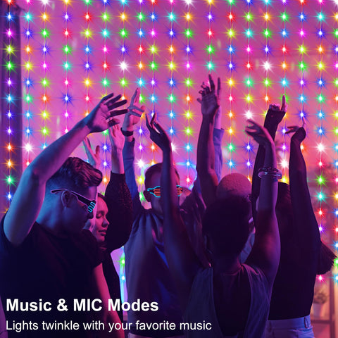 LumBelle curtain lights with music sync create immersive atmospheres for parties and gatherings.