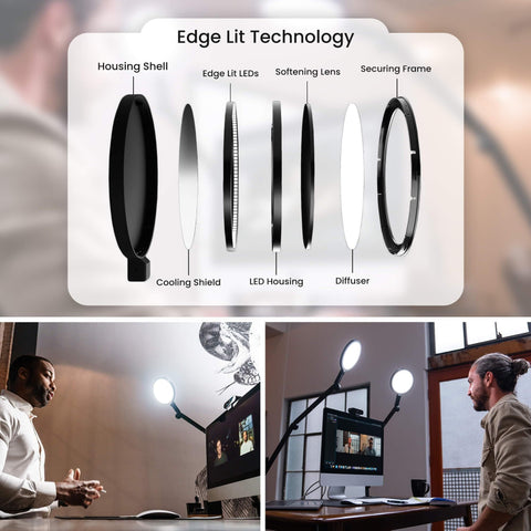 LUME CUBE Edge Light 2.0 pivot joints enable precise positioning on desk
