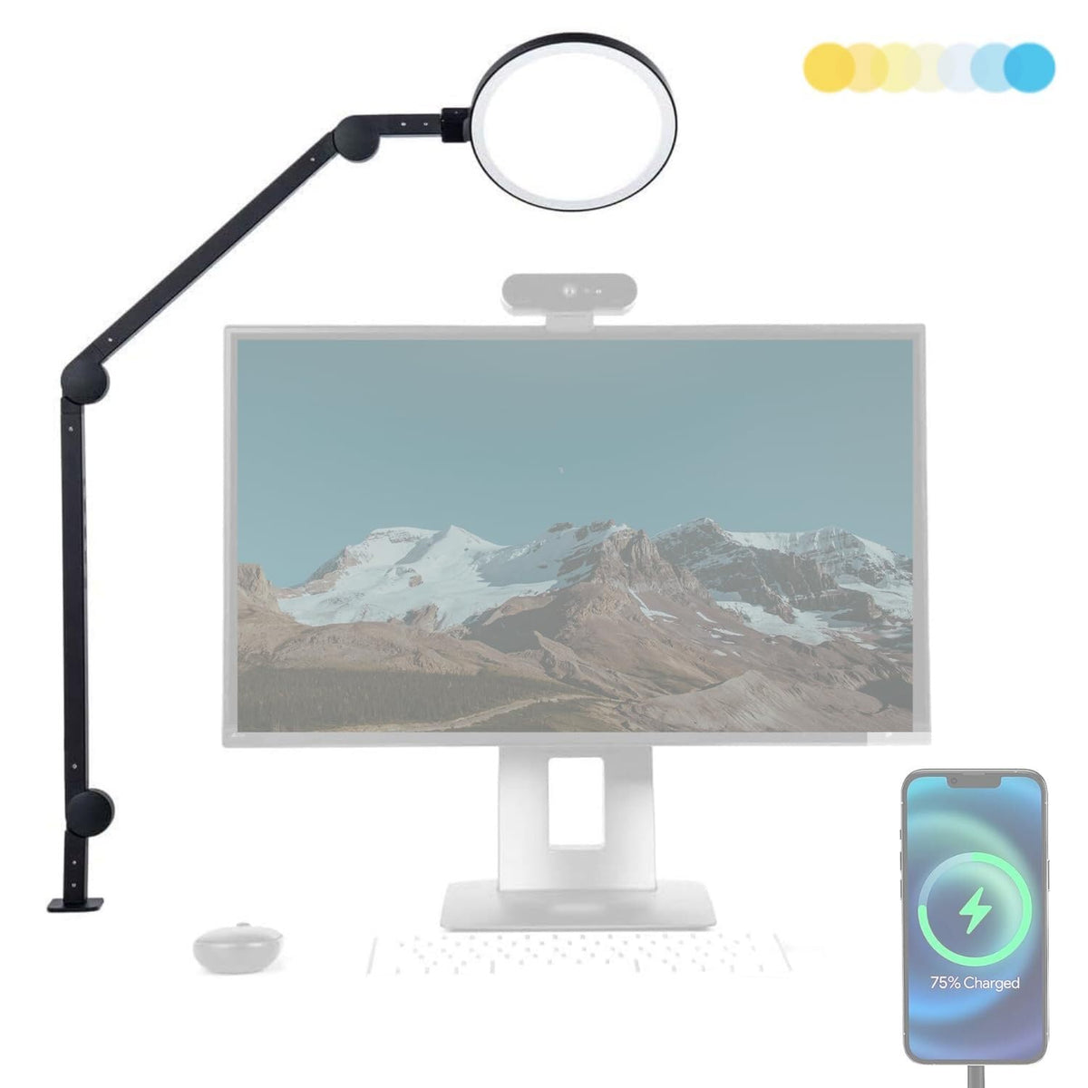 LUME CUBE Edge Light 2.0 front view enhances video call clarity with black finish
