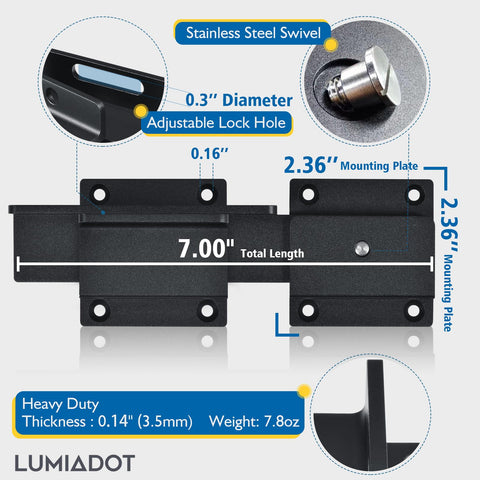 Lumiadot adjustable padlock hole supports padlocks up to 0.3 inches.