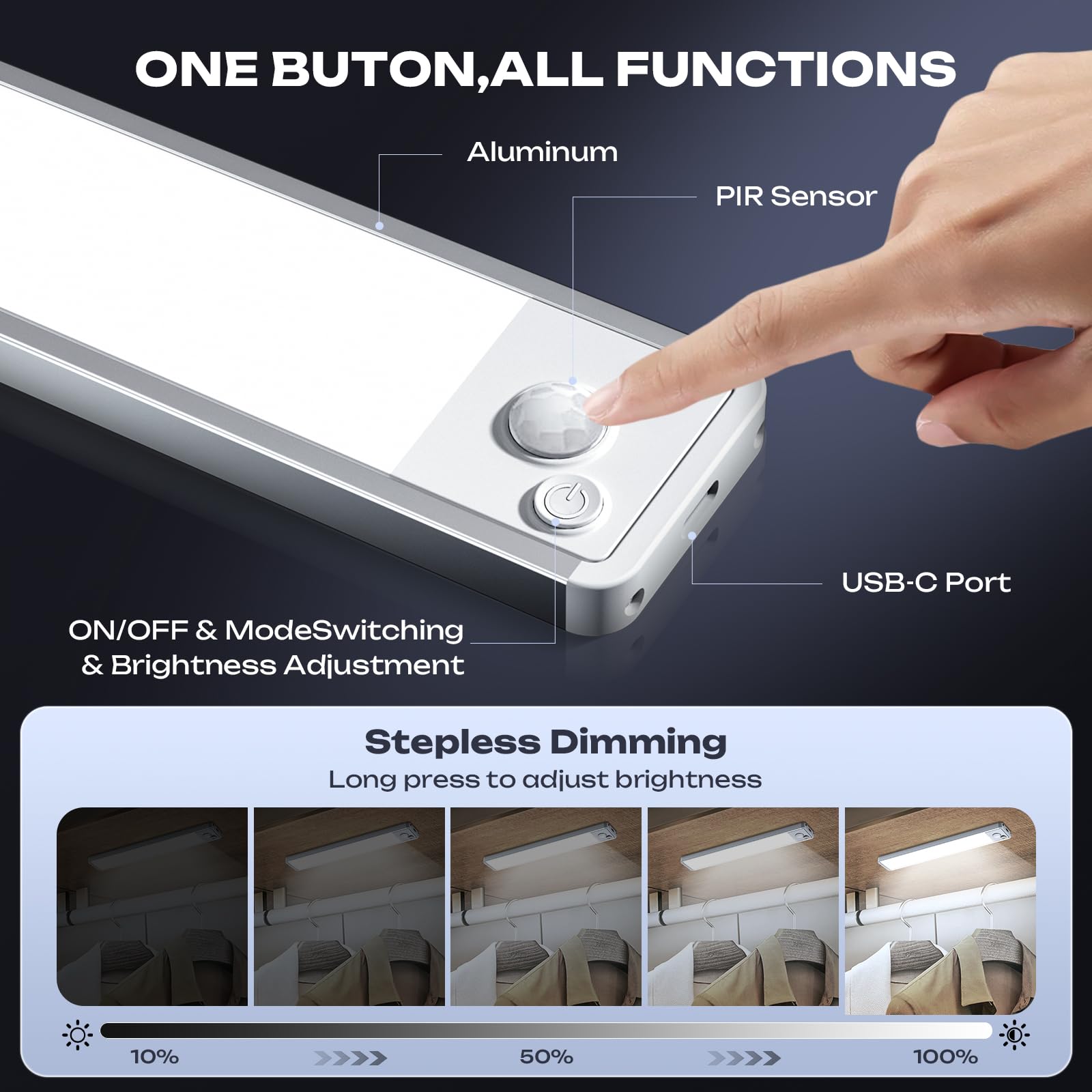 LUMIJOLI USB-C fast charging keeps the light ready for use.