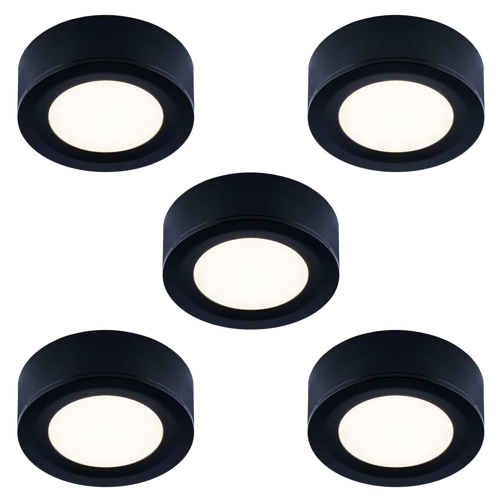 LUMILAND under-cabinet puck light delivers warm task lighting.