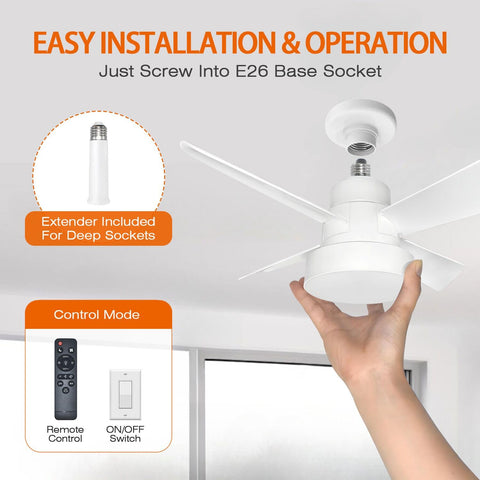 LUMILECT Socket Fan Light suitable for bedrooms, kitchens, offices.