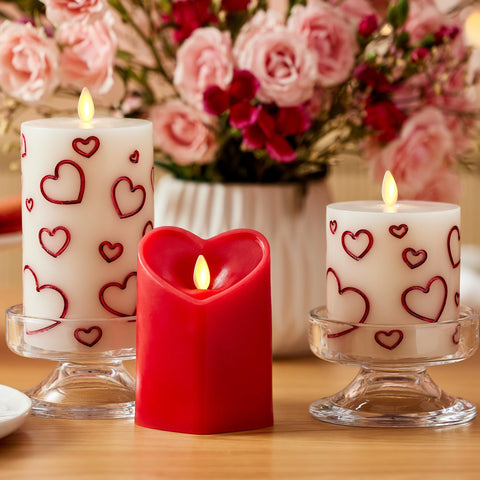 Luminara 3-5-by-4-5-inch heart candle for tabletops and shelves.