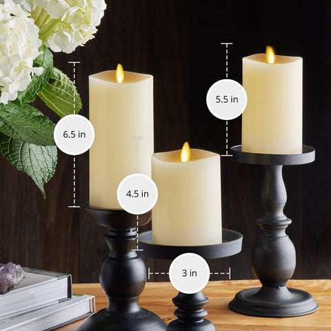Luminara 3in x 6.5in ivory pillar candle creates layered display