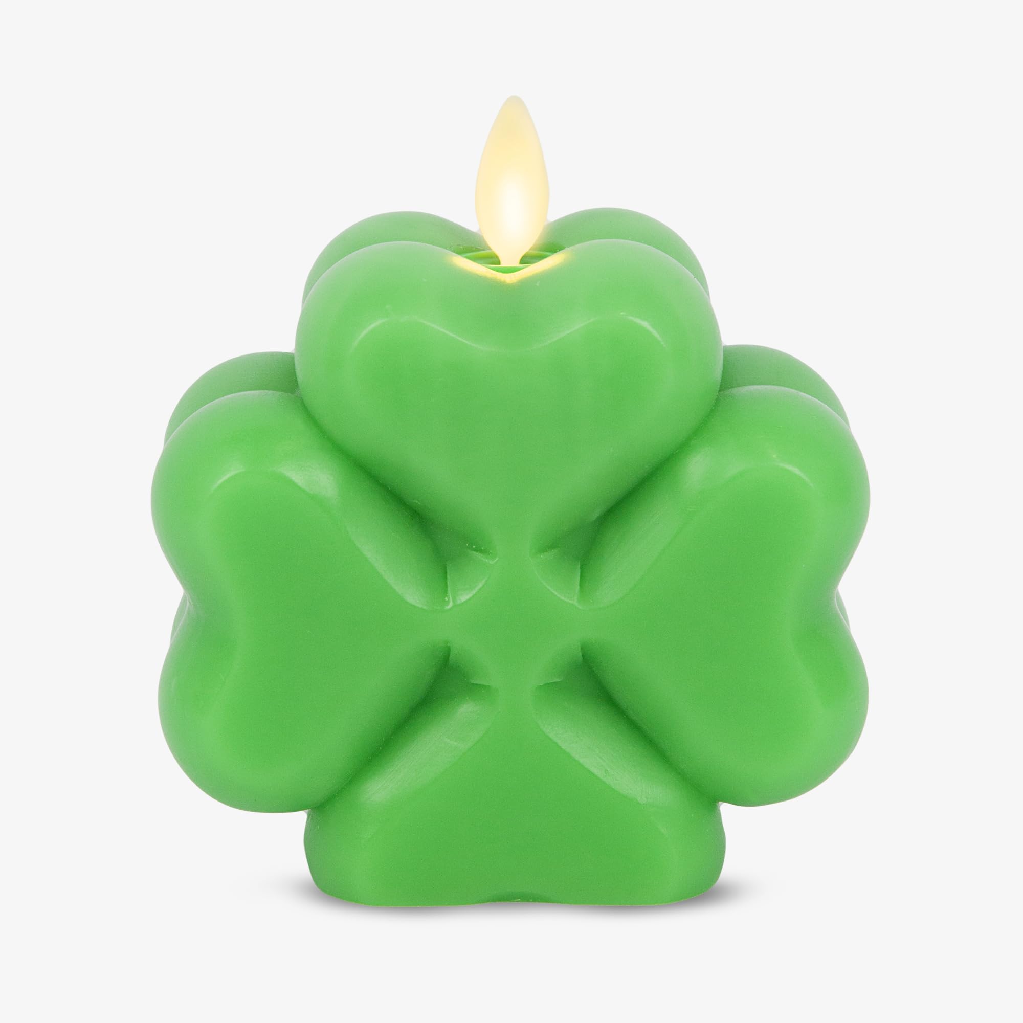 Luminara 4-Leaf Clover candle front view with lifelike wax and cozy ambiance.