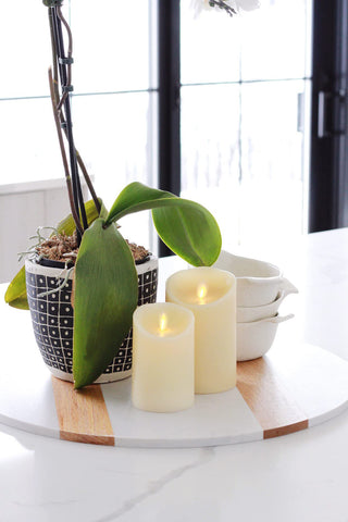 Luminara battery compartment emphasizes long-lasting power with two D cells.